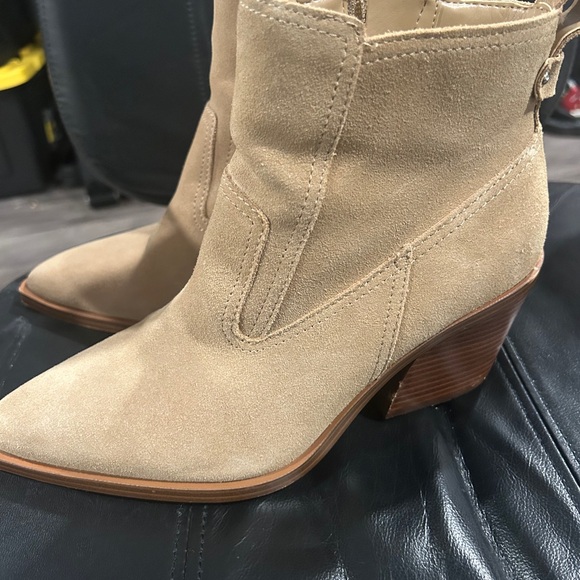 Vince Camuto Beige Suede Ankle Booties - Picture 5 of 9